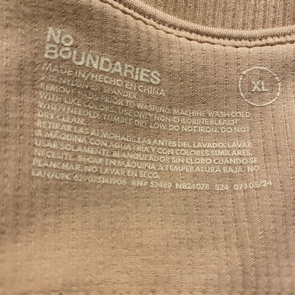 No Boundaries Tan Ribbed Bra with Adjustable Straps - Picture 5 of 5